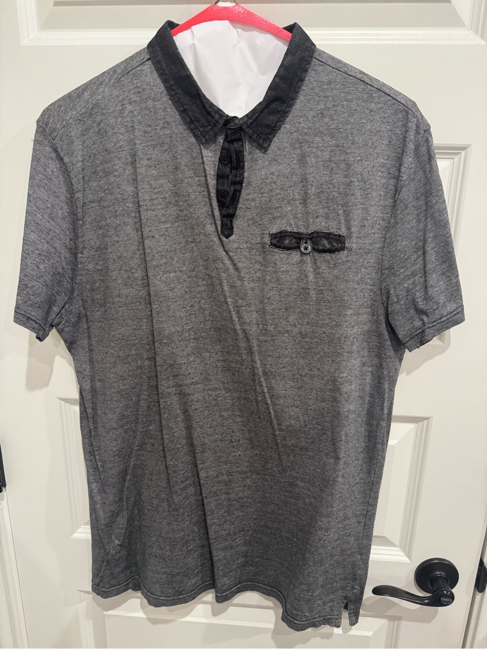 Buckle Men's Gray Polo with Dark Contrast Collar